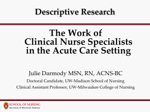 CNS Research - Wisconsin Association of Clinical Nurse Specialists