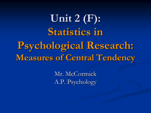 A.P. Psychology 2 (F) - Statistics in Psychological Research