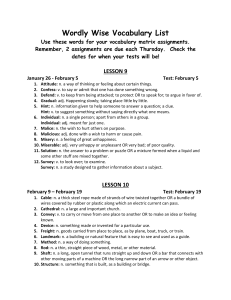 LESSON 9 January 26 - February 5 Test: February 5