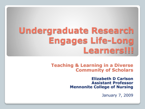 Undergraduate Research Engages Life-Long Learners!!!