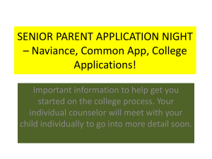 Senior Parent College Application Night Sept 2014