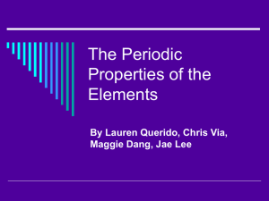 The Periodic Properties of the Elements
