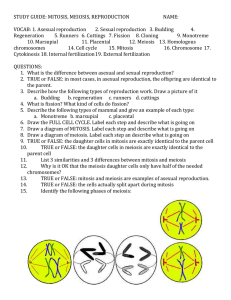 STUDY GUIDE mitosis, meiosis, reproduction