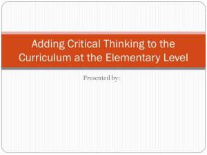 Adding Critical Thinking to the Curriculum at the