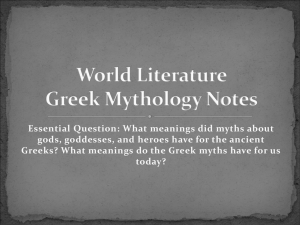 World Literature Greek Mythology Notes