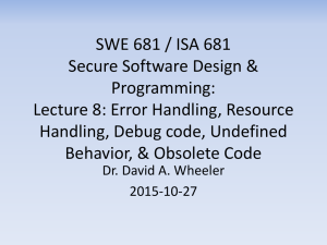 SWE 781 / ISA 681 Secure Software Design
