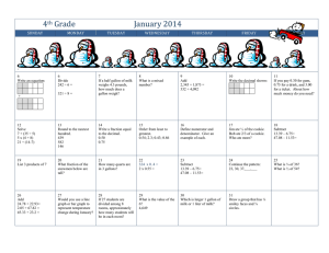 4th Grade January 2014 Sunday Monday Tuesday Wednesday