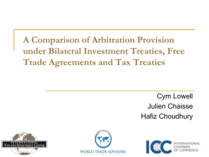 A Comparison of Arbitration Provision under Bilateral Investment