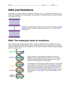 DNA and Mutations article