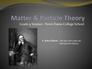 Matter & Particle Theory - Notre Dame College School