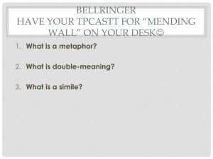 Bellringer Have your TPCASTT FOR *mending wall* on your desk*