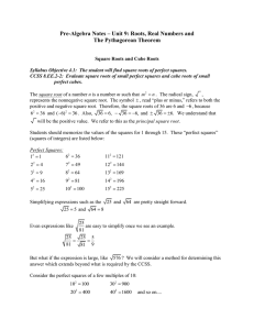 Pre-Algebra Notes – Unit 9: Roots, Real Numbers and
