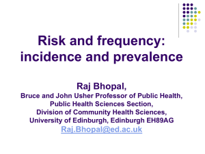 Risk and frequency: incidence and prevalence