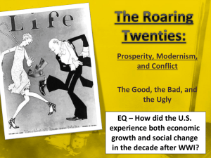 The Roaring Twenties: Prosperity, Modernism, and Conflict The