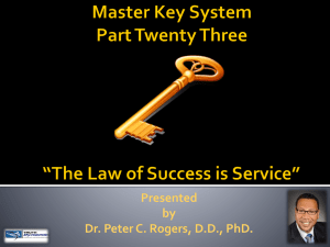 Master Key System Part Twenty Three *The Law of Success is