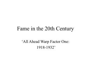 Ahead Warp Factor One: 1918-1932