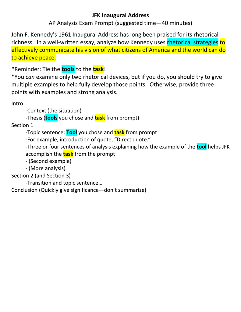 Jfk inaugural address analysis thesis