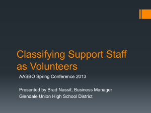 Classifying Support Staff as Volunteers
