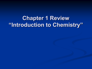 Chapter 1 Review “Introduction to Chemistry”