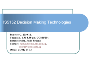 Slides about IS5152 Decision Making Technologies, January 11