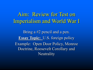 Aim: Review for Test on Imperialism and World War I