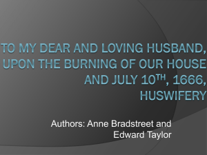 To My Dear and Loving Husband, Upon the Burning of our House