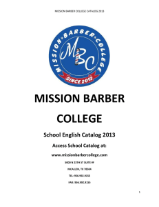 MISSION BARBER COLLEGE School English Catalog 2013 Access