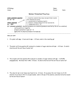 AP Water Potential Sample Questions