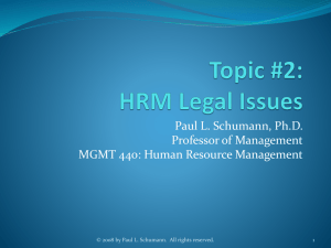 Topic #2: HRM Legal Issues