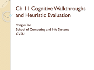 Ch 11 Cognitive Walkthroughs and Heuristic Evaluation