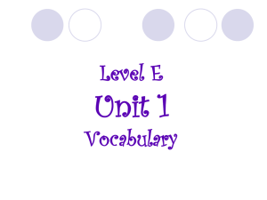 Level E Unit 1 Vocabulary - Harrison 9th Honors Literature