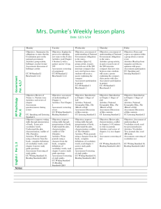 Mrs. Dumke's Weekly lesson plans