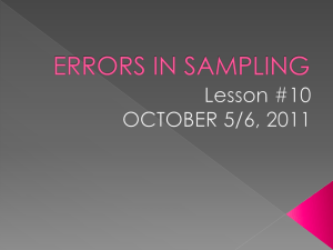 Sampling Errors Random sampling error
