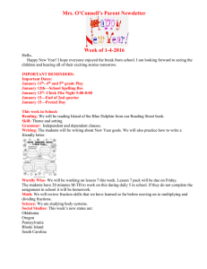 Mrs. O'Connell's Parent Newsletter Week of 1-4-2016