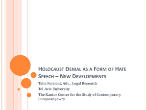 Holocaust Denial as a form of Hate Speech – New Developments