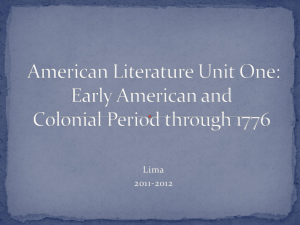 Early American and Colonial Period through 1776