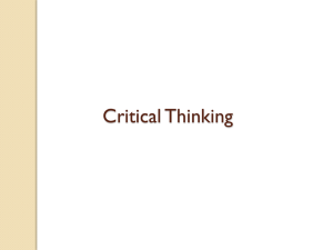 Critical Thinking, Problem Solving and Decision Making