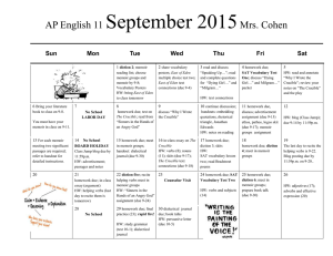AP English September Calendar NEW!