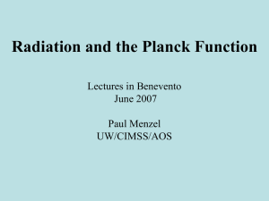 Lecture 1 – Planck Function, Radiation(Paul Menzel)