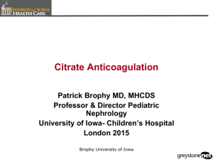 Brophy-Citrate - Pediatric Continuous Renal Replacement