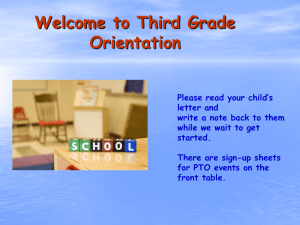 Welcome to Third Grade Orientation Please read your child's letter
