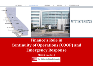 Finance's Role in Continuity of Operations (COOP)