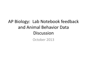 AP Biology: Lab Notebook feedback and Animal Behavior Data