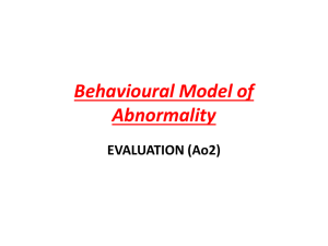Behavioural explanation of abnormality (Evaluation, Ao2)