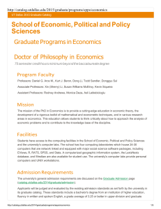Graduate Programs in Economics - The University of Texas at Dallas