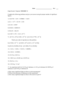Name: Per: ___ Significant Figures WORKSHEET B Complete the