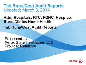 Tab Runs/Cost Audit Reports March 3, 2014