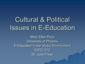 Cultural & Political Issues in E-Education