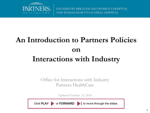 An Introduction to Partners Policies on Interactions with Industry