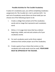 Possible Activities for The Crucible Vocabulary